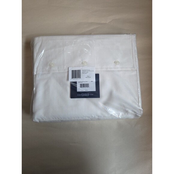 Ralph Lauren Organic Cotton Lovan Jacquard King Flat Sheet Parchment MSRP $250 - Picture 1 of 2